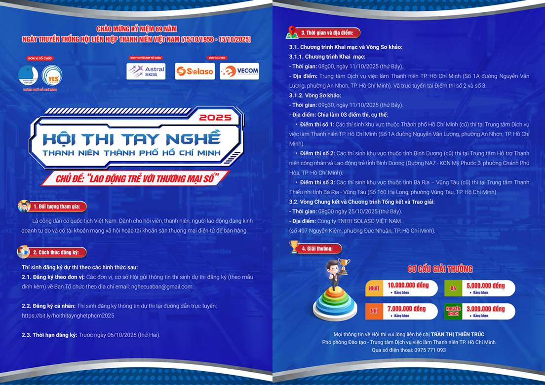 Hội thi tay nghề thanh niên Thành phố Hồ Chí Minh năm 2025 tập trung vào không gian số